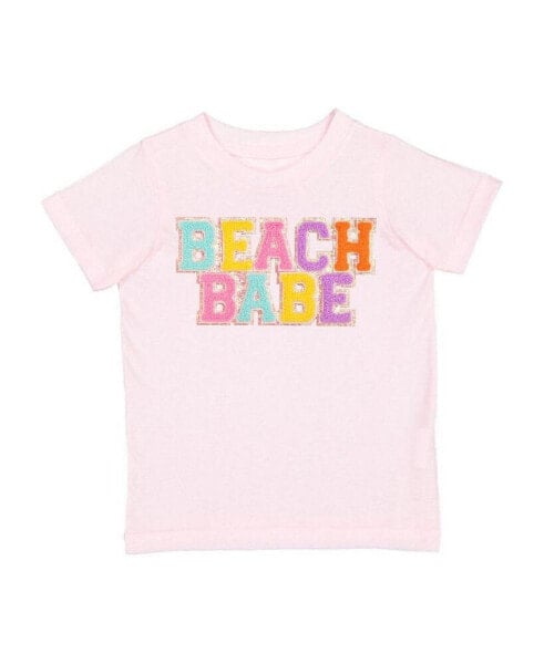 Toddler Girls Beach Babe Patch Short Sleeve T-Shirt