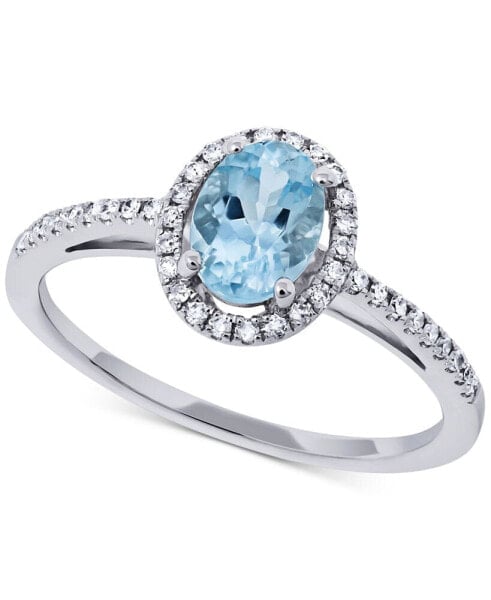 Aquamarine (5/8 ct. t.w.) & Diamond (1/6 ct. t.w.) Ring in 14k White Gold