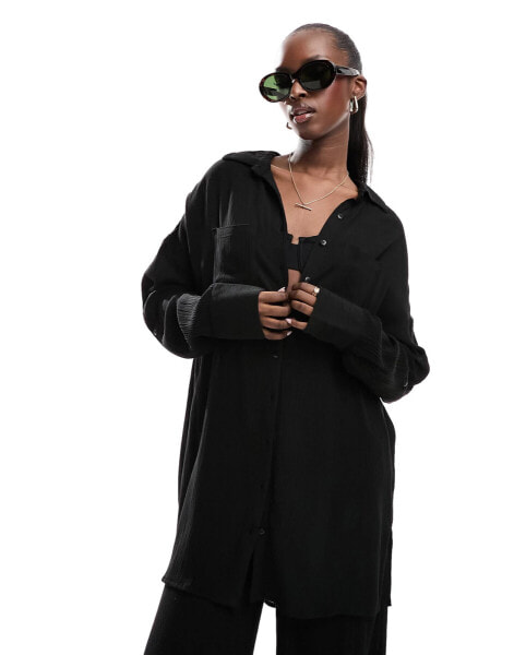 Southbeach oversized beach shirt in black