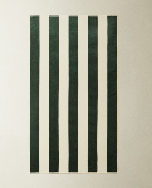 Striped velour beach towel