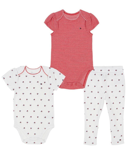 Пижама Tommy Hilfiger Girls Bodysuits and Joggers, 3 Piece Set