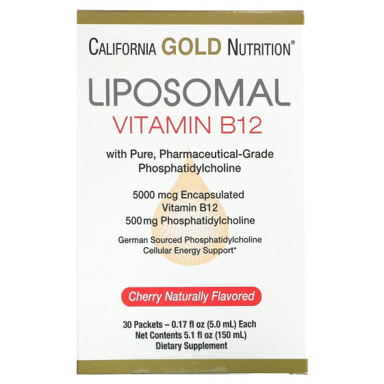 Витамин В12 липосомальный, 30 пакетов по 0,17 жидк.унц. (5 мл) каждый, California Gold Nutrition