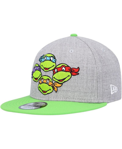 Men's Heather Gray, Neon Green Teenage Mutant Ninja Turtles Trucker 9FIFTY Snapback Hat