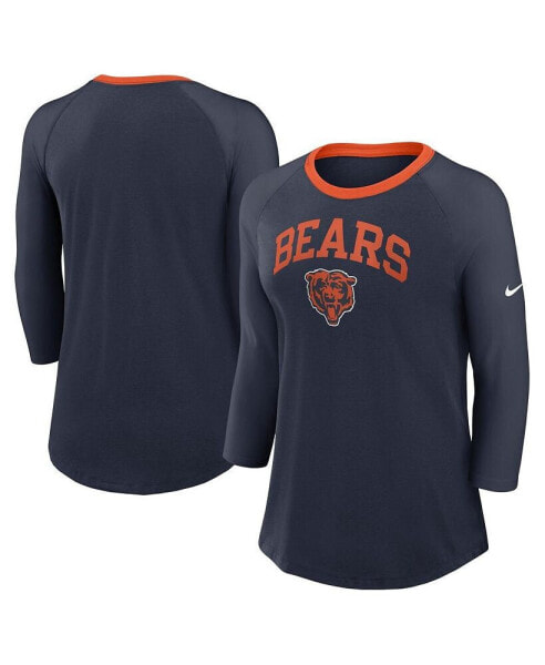 Women's Navy Chicago Bears Raglan 3/4 Sleeve T-Shirt