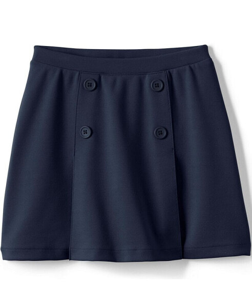 Little Girls School Uniform Ponte Button Front Skort Above the Knee