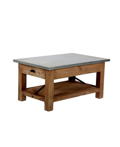 Журнальный столик Alaterre Furniture мебельный деревянный и металлический с полкой из цинка