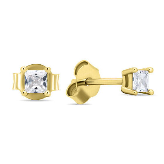 Sparkling gold-plated stud earrings with zircons EA617Y