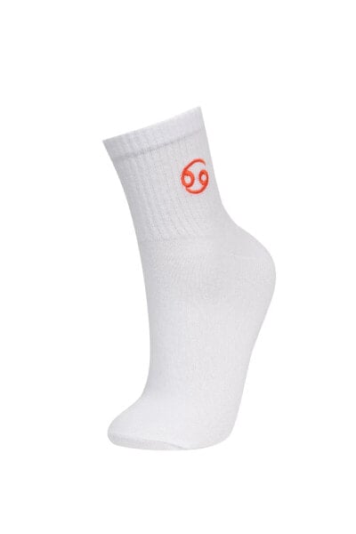 Kadın Pamuklu Yengeç Burcu Simgeli Soket Çorap C8401axns