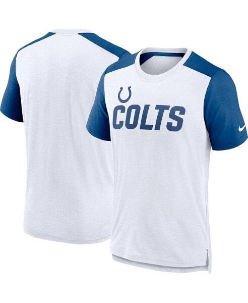 Men's Heathered Royal and White Indianapolis Colts Color Block Team Name T-shirt