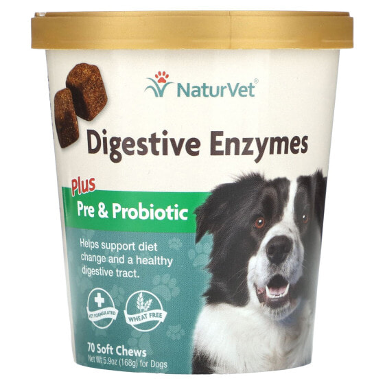 Digestive Enzymes Daily Digestive Support + Pre and Probiotic, For Dogs, 70 Soft Chews, 5.9 oz (168 g)