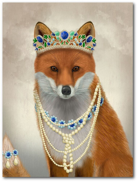 Fox with Tiara Portrait Gallery-Wrapped Canvas Wall Art - 18" x 24"