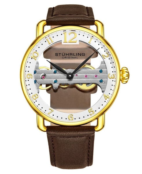 Men's Brown Leather Strap Watch 42mm