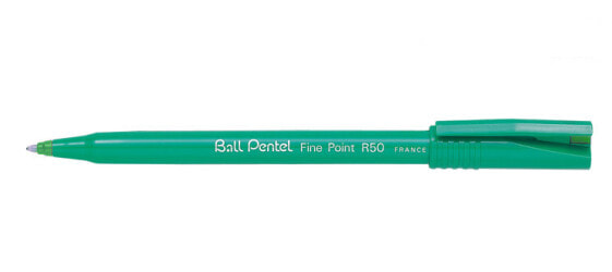 Pentel R50, Clip-on retractable pen, Green, Green, Plastic, 0.8 mm, Ambidextrous