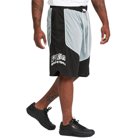 Puma Hoops Game Shorts Mens Black Athletic Casual Bottoms 598169-01