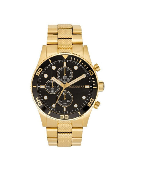 Men's Shiny Gold-Tone Metal Bracelet Watch 46.5mm