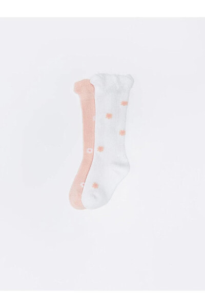 LCW baby Desenli Kız Bebek Diz Altı Çorap 2'li