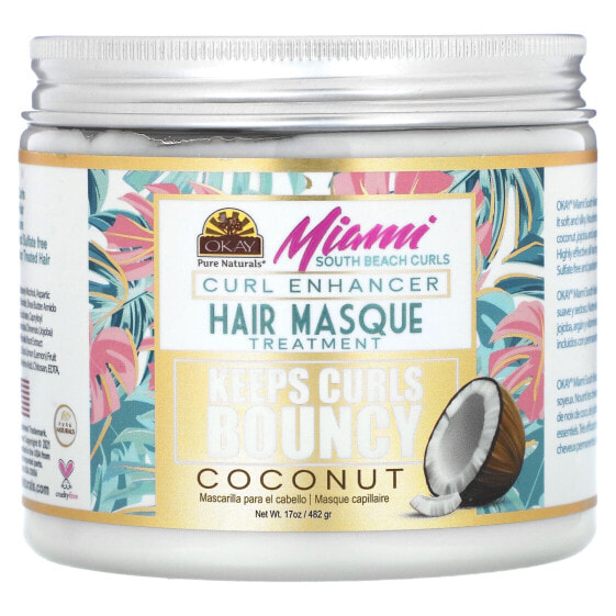 Okay Pure Naturals, Miami South Beach Curls, Curl Enhancer, маска для волос, кокос, 482 г (17 унций)