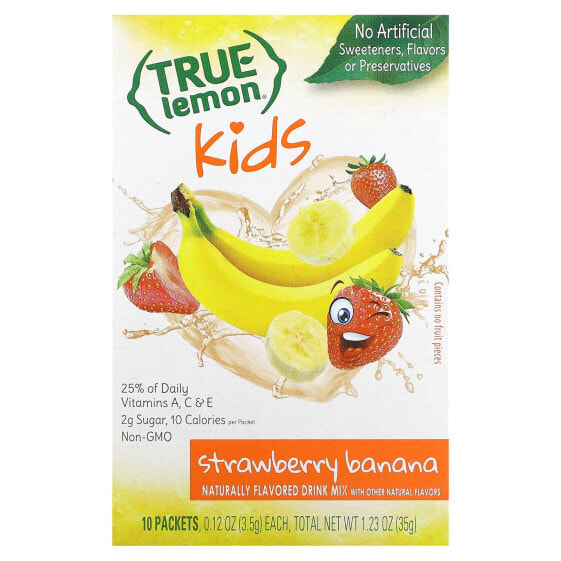 Детский напиток в порошке True Lemon, Kids Drink Mix, клубника и банан, 10 пакетиков, 3.5 г каждый