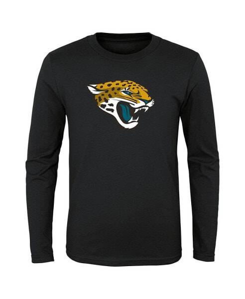 Big Boys and Girls Black Jacksonville Jaguars Primary Logo Long Sleeve T-shirt