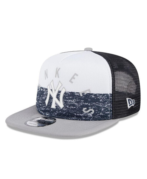 Men's White/Gray New York Yankees Team Foam Front A-Frame Trucker 9Fifty Snapback Hat