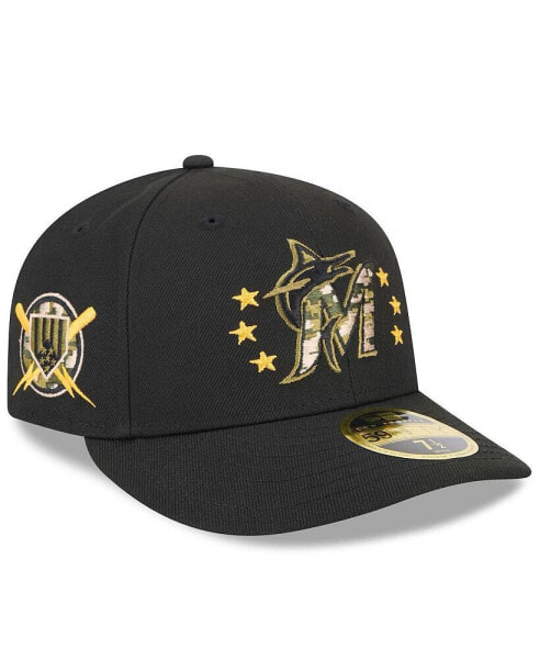 Men's Black Miami Marlins 2024 Armed Forces Day Low Profile 59FIFTY Fitted Hat