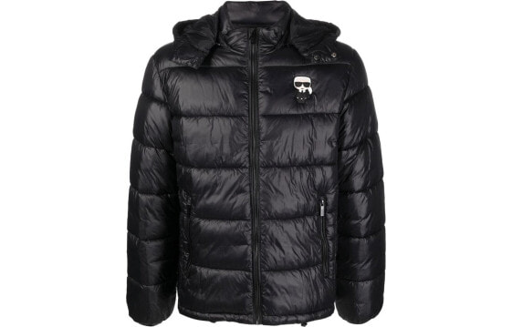 Куртка утепленная с капюшоном KARL LAGERFELD FW22 черного цвета