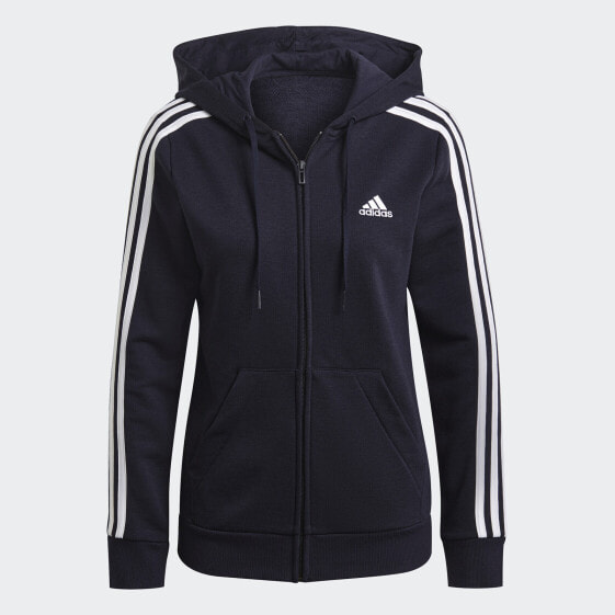 adidas women Essentials French Terry 3-Stripes Full-Zip Hoodie