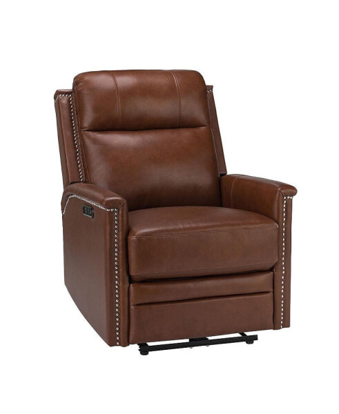 Lidia Modern Genuine Leather Power Recliner with Nailhead Trims