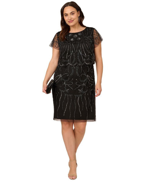 Plus Size Beaded Cocktail Dress