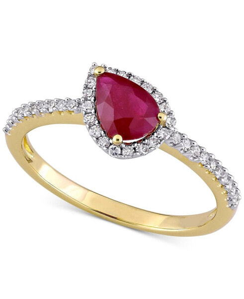 Ruby (7/8 ct. t.w.) & Diamond (1/5 ct. t.w.) Halo Ring in 14k Gold