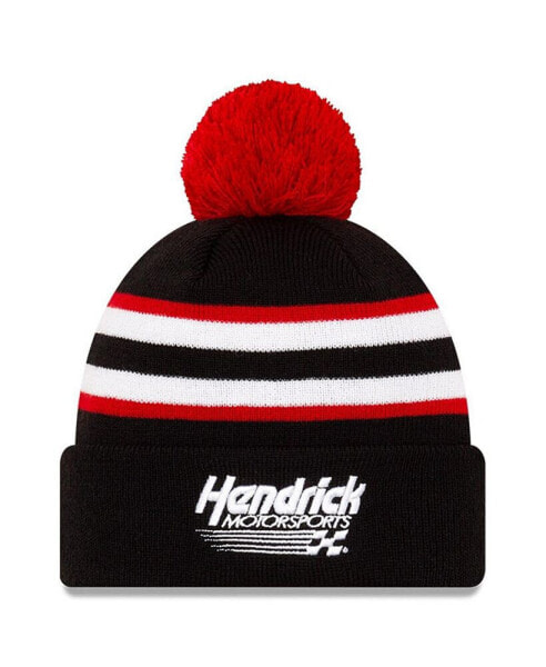 Men's Black, Red Hendrick Motorsports Cuffed Pom Knit Beanie