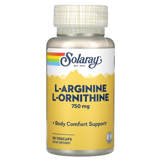 Аминокислоты Solaray L-Arginine L-Ornithine, 750 мг, 50 VegCaps