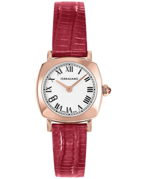 Salvatore Women's Swiss Red Leather Strap Watch 23mm