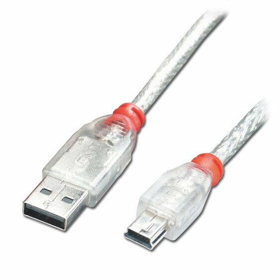 Кабель USB 2.0 A — Mini USB B LINDY 41783 Белый Прозрачный 2 m