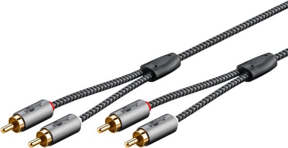Аудио кабель Goobay 65293 2 м шагренево-серого цвета 2x Cinch-разъемы Audio слева/справа