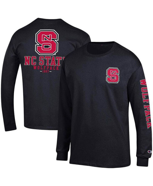 Men's Black NC State Wolfpack Team Stack Long Sleeve T-shirt
