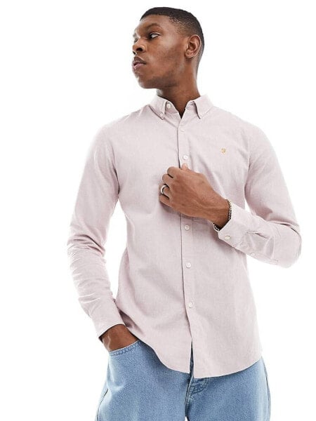 Farah cotton long sleeve shirt in pink