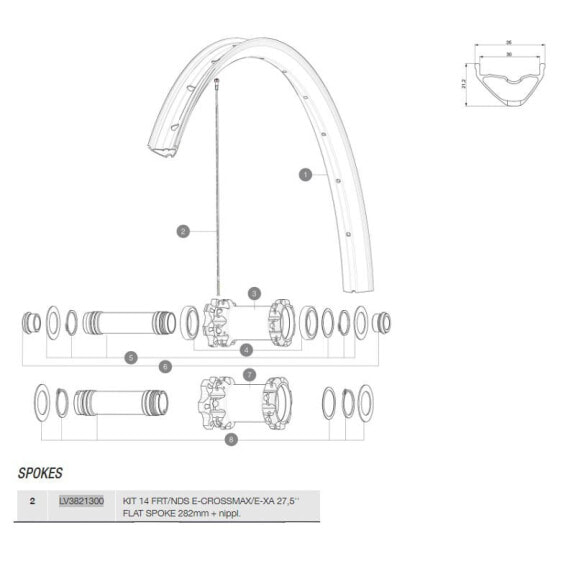 MAVIC E-Crossmax/E-XA 27.5 Front/Rear Left 14 Units Spokes