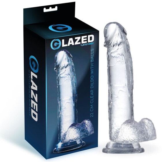 Фаллоимитатор GLAZED Realistic Dildo with Testicles Crystal Material 22 см