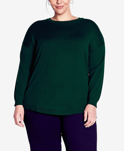 Plus Size Tully Curved Hem Long Sleeve Sweater