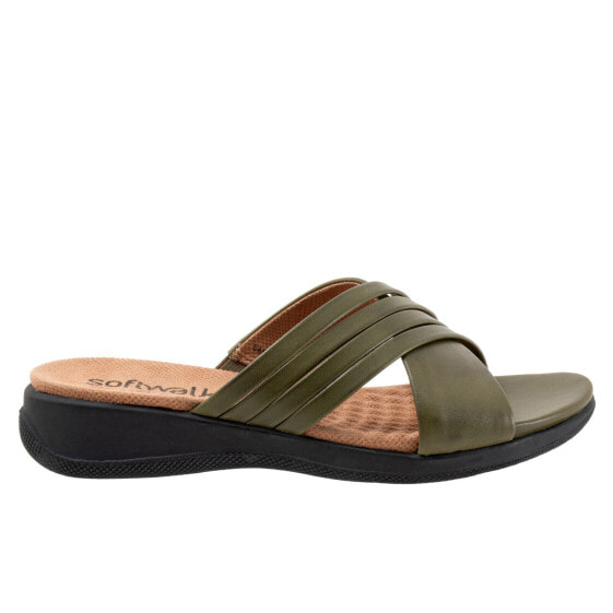 Softwalk Tillman 5.0 S2321-341 Womens Green Leather Slides Sandals Shoes 11