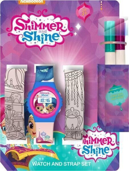 Kids Euroswan Zestaw zegarek cyfrowy z paskami do kolorowania i markerami Shimmer i Shine SH17056 Kids Euroswan