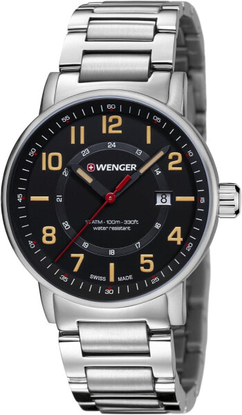 Wenger Unisex Analog Quarz Uhr mit Edelstahl Armband 01.0341.114