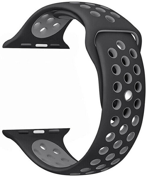 Ремешок для Apple Watch Silicone от 4wrist - Черный / Серый 42/44/45 мм