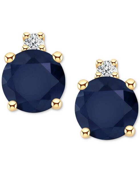 Tanzanite (1/2 ct. t.w.) & Diamond Accent Stud Earrings in 14k Gold (Also in Emerald, Ruby, & Sapphire)
