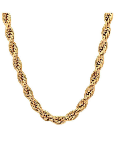 Men's 18k gold Plated Stainless Steel Rope Chain 30" Necklace