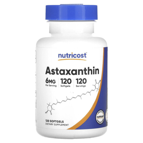 Антиоксиданты Nutricost Astaxanthin, 12 мг, 60 капсул софтгелей