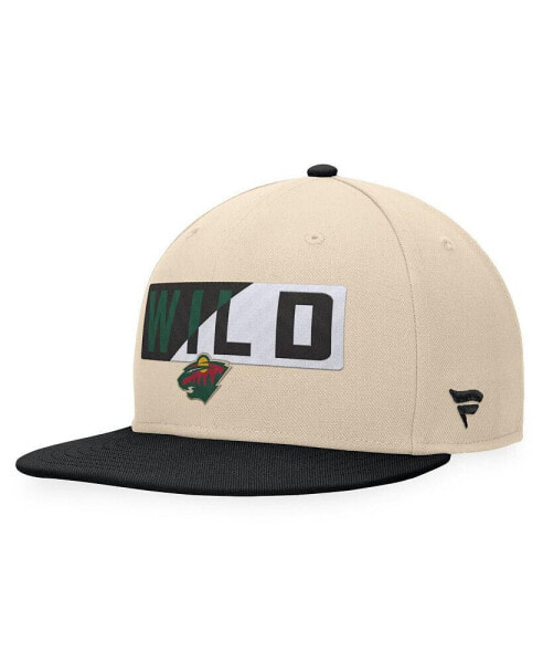 Men's Cream/Black Minnesota Wild Goalaso Snapback Hat