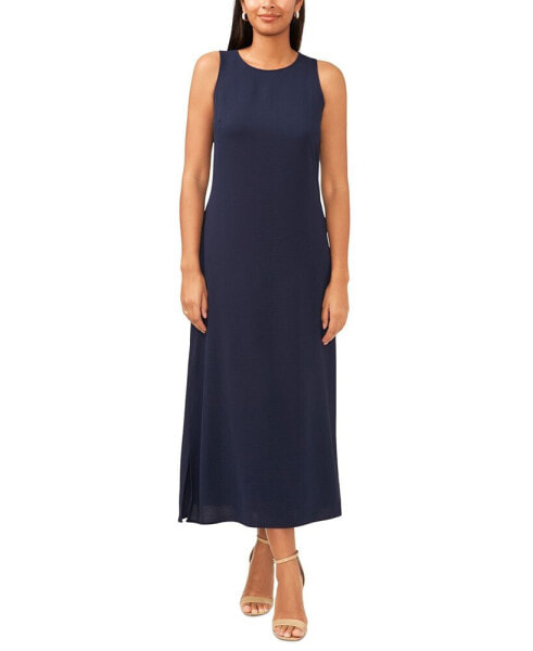 Women's Round-Neck Sleeveless Side-Slit Maxi Dress
