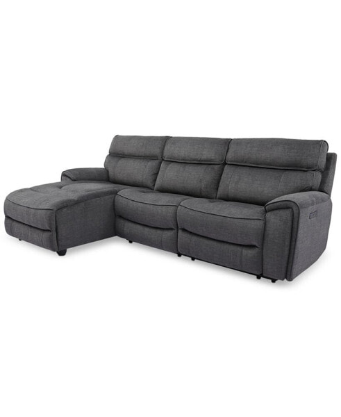 Hutchenson 3-Pc. Fabric Chaise Sectional with Power Recliner and Power Headrest
